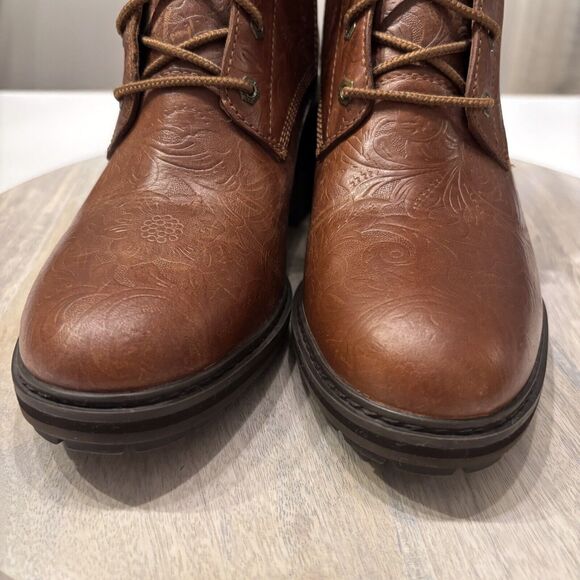 Women's Timberland Sienna High Embossed Brown Leather Waterproof Boots US Size 8 - Picture 6 of 12